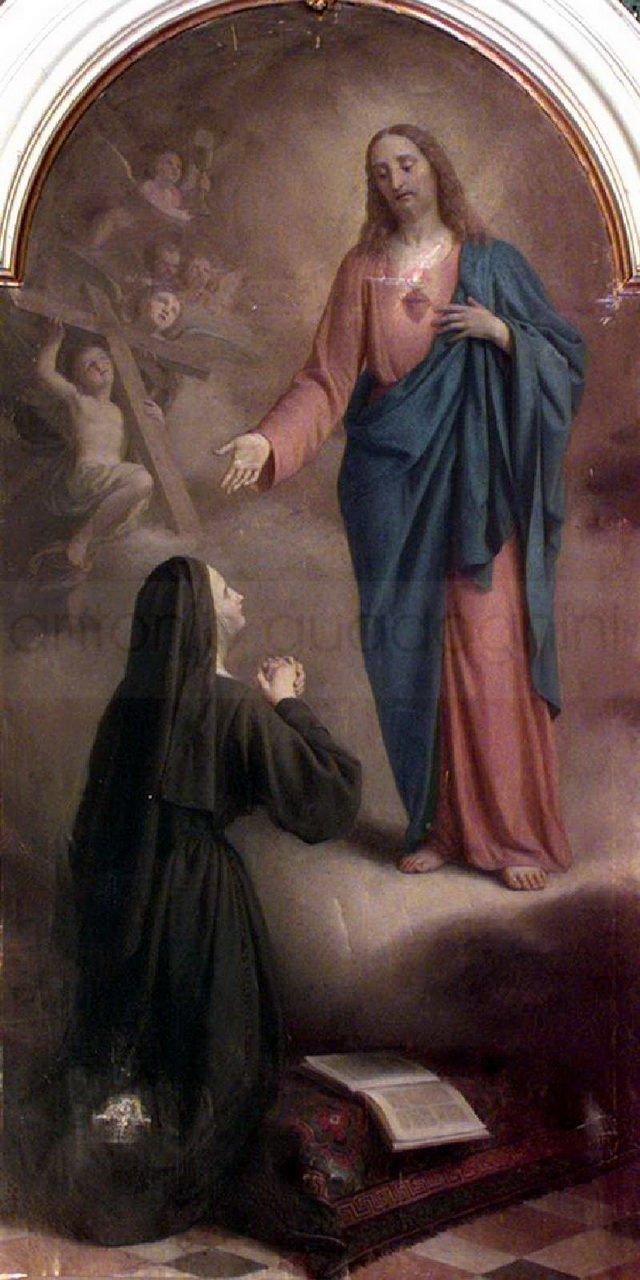 Visione di Santa Margherita Alacoque - 1891 - olio su tela cm. 240x120 - chiesa di S. Maria Maddalena - Tavernola (BG)